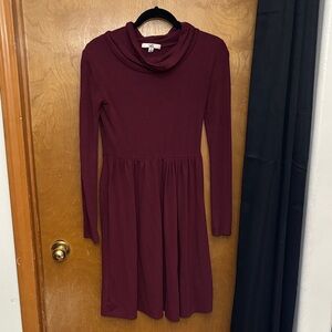 Ya Los Angeles long-sleeve cowl neck dress in burgundy/maroon. Size small.
